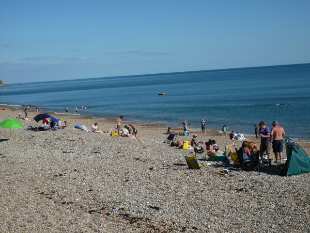 Sun bathing on Seaton beach