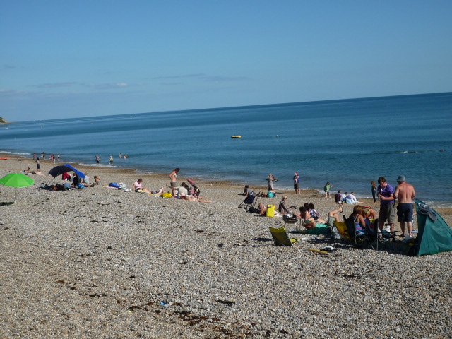 Sun bathing on Seaton beach